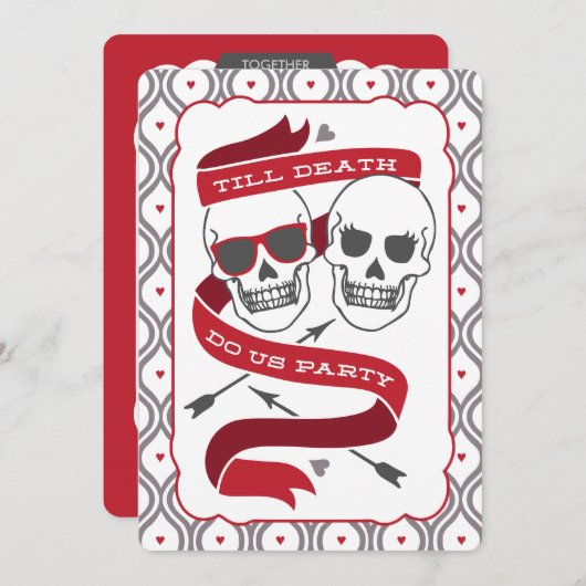 Till Death Do US Party - Rode bruiloft uitnodiging (Voorkant / Achterkant)