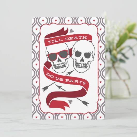 Till Death Do US Party - Rode bruiloft uitnodiging (Staand voorkant)