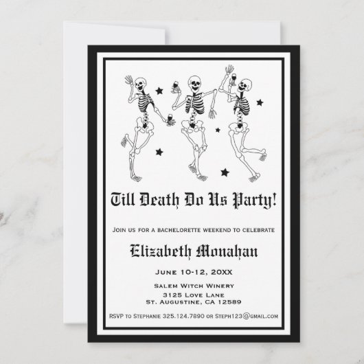 Till Death Do US Party Skeleton Bachelorette Kaart (Voorkant)