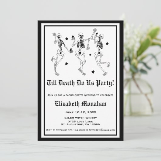 Till Death Do US Party Skeleton Bachelorette Kaart (Staand voorkant)