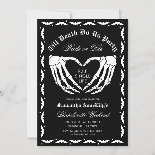 Till Death Do US Party Skeleton Bachelorette Party Kaart (Voorkant)