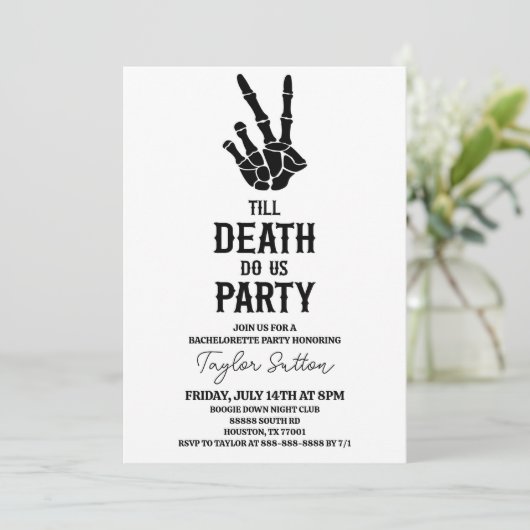 Till Death Do US Party Skeleton Bachelorette Party Kaart (Staand voorkant)