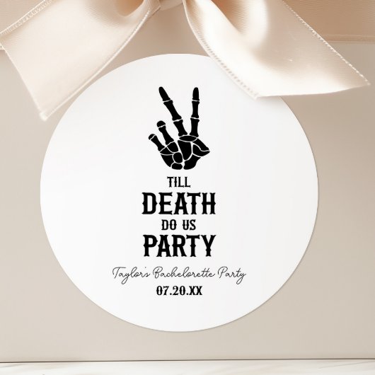 Till Death Do US Party Skeleton Bachelorette Party Ronde Sticker