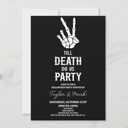 Till Death Do US Party Skeleton Halloween Party Kaart (Voorkant)