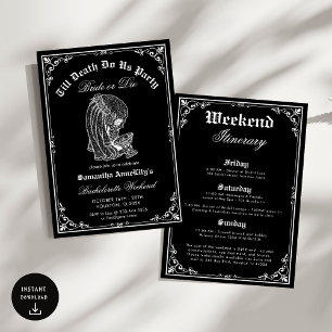 Till Death Do Us Party Skeleton Skull Bachelorette Kaart