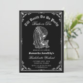 Till Death Do Us Party Skeleton Skull Bachelorette Kaart (Staand voorkant)