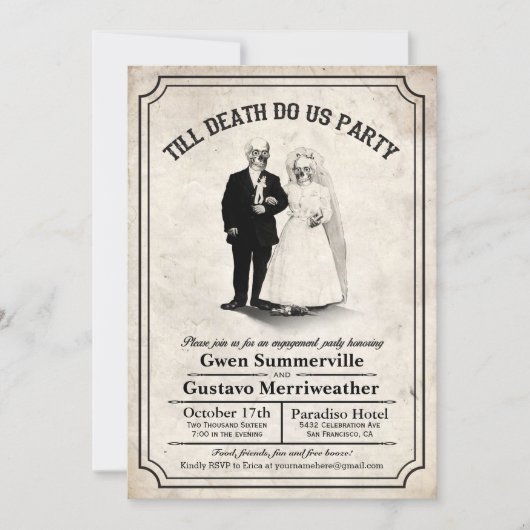 Till Death Do Us Party Verloving Uitnodigingen (Voorkant)