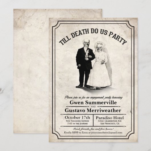 Till Death Do Us Party Verloving Uitnodigingen (Voorkant / Achterkant)