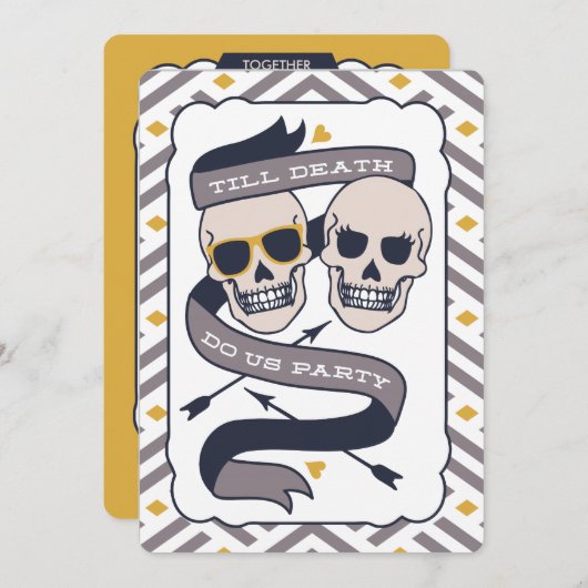 Till Death Do US Party - Zilveren Blauwe Bruiloft Kaart (Voorkant / Achterkant)