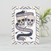 Till Death Do US Party - Zilveren Blauwe Bruiloft Kaart (Staand voorkant)