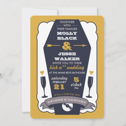 Till Death Do US Party - Zilveren Blauwe Bruiloft Kaart (Achterkant)