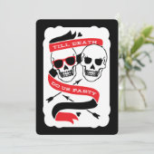 Till Death Do Us Party - Zwart en Rood Bruiloft Kaart (Staand voorkant)