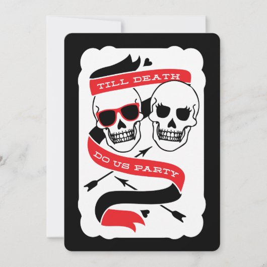 Till Death Do Us Party - Zwart en Rood Bruiloft Kaart (Voorkant)