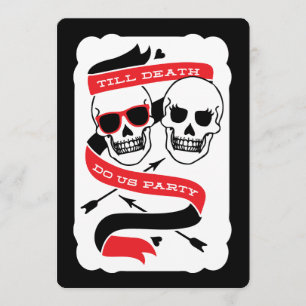 Till Death Do Us Party - Zwart en Rood Bruiloft Kaart