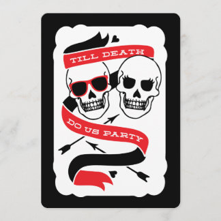 Till Death Do Us Party - Zwart en Rood Bruiloft Kaart