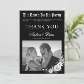 Till Death Do US Party Zwart Gotische Gothic Bruil Bedankkaart (Staand voorkant)