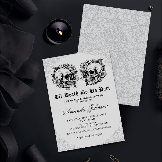 Till Death Gothic Floral Skull-Vrijgezellenfeest Kaart
