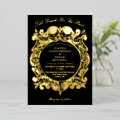 Till Death Gothic foto bruiloft zwart en goud Folie Uitnodiging (Staand Voorkant)