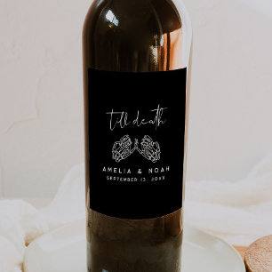 Till Death Gothic Halloween bruiloft wijn label Wijn Etiket