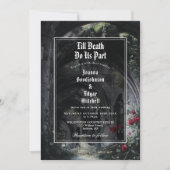 Till Death Gothic Ruins Roses Monogram Wedding Kaart (Voorkant)