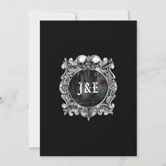 Till Death Gothic Ruins Roses Monogram Wedding Kaart (Achterkant)