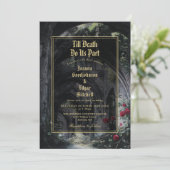 Till Death Gothic Ruins Roses Monogram Wedding Kaart (Staand voorkant)