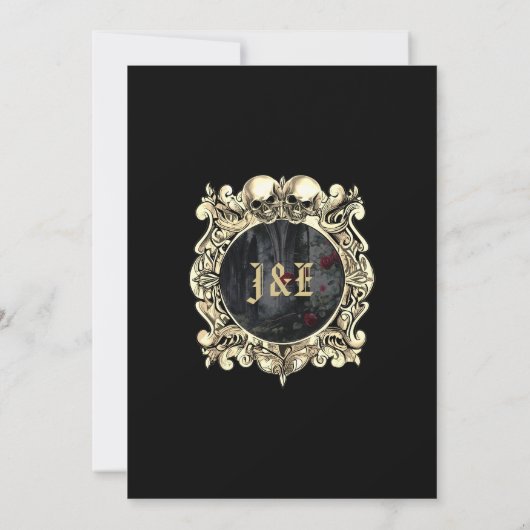 Till Death Gothic Ruins Roses Monogram Wedding Kaart (Achterkant)