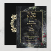 Till Death Gothic Ruins Roses Monogram Wedding Kaart (Voorkant / Achterkant)