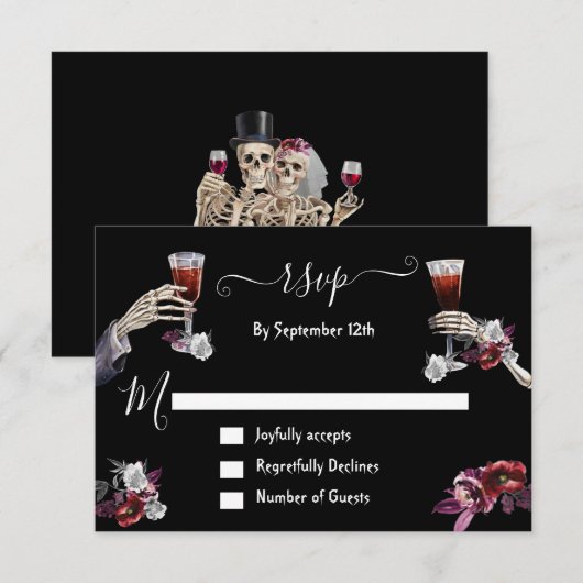 Till Death Gothic Skelet responskaarten RSVP Kaart (Voorkant / Achterkant)
