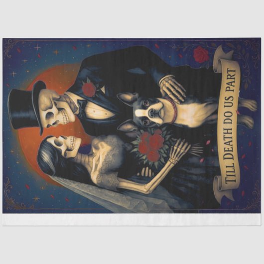 Till Death - Gothic Skeleton Wedding Decoupage Tissuepapier (Voorkant)