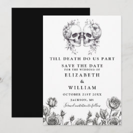 Till Death Gothic Skulls Bloemen Huwelijk Save The Date