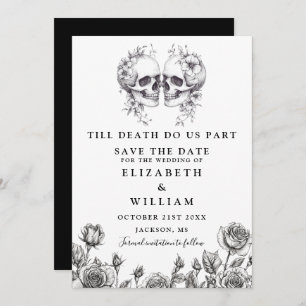 Till Death Gothic Skulls Bloemen Huwelijk Save The Date
