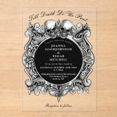 Till Death Gothic Skulls Gothic Wedding Acryl Uitnodigingen (Voorkant)