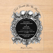 Till Death Gothic Skulls Monogram Boogschuttersbru Acryl Uitnodigingen (Voorkant)