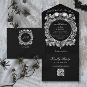 Till Death Gothic Skulls QR Code Huwelijk All In One Uitnodiging