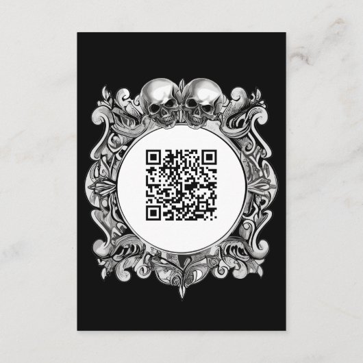 Till Death Gothic Skulls QR Code Huwelijk Informatiekaartje (Achterkant)