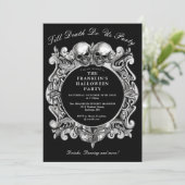 Till Death Gothic Skulls Volwassen Halloween Party Kaart (Staand voorkant)