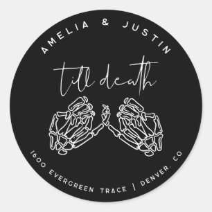 Till Death Gothic Trouwenvelop Adres Sticker