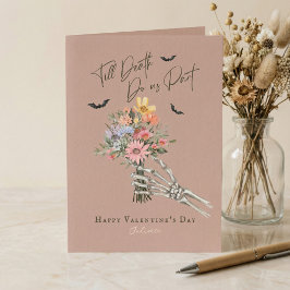 Till Death Gothic Wildflower Skeleton Valentine Feestdagen Kaart