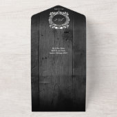 Till Death Gothic Zwart Hout QR Code Huwelijk All In One Uitnodiging (Buitenkant)