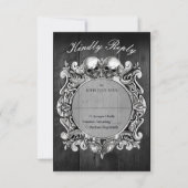 Till Death Gothic Zwart Rustiek Hout Wedding RSVP Kaartje (Voorkant)