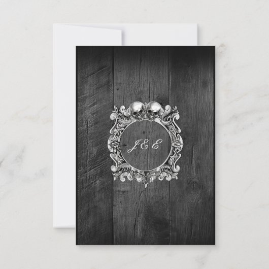 Till Death Gothic Zwart Rustiek Hout Wedding RSVP Kaartje (Achterkant)