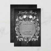 Till Death Gothic Zwart Rustiek Hout Wedding RSVP Kaartje (Voorkant / Achterkant)