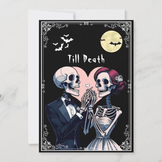 Till Death" Halloween Gothic Skeleton Wedding Kaart (Achterkant)
