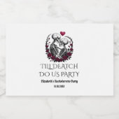 Till Death Party Gothic Skeleton Roos Bachelore Sparkling Wijnetiket (Enkel label)