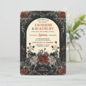 Till Death Rozen Gothic bruiloft uitnodiging (Staand voorkant)