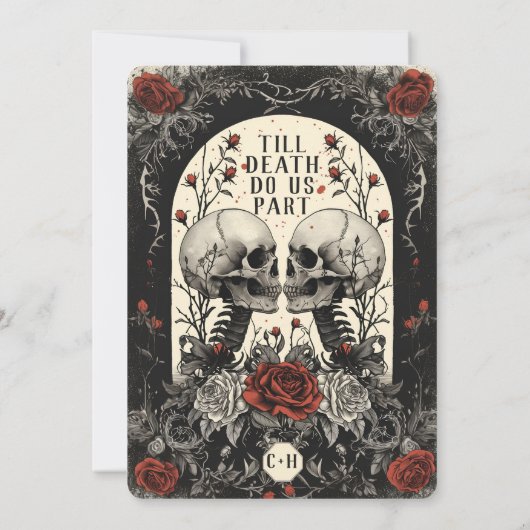 Till Death Rozen Gothic bruiloft uitnodiging (Achterkant)