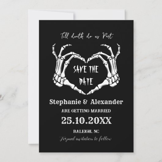 Till Death Save The Date Halloween Gothic Wedding Kaart (Voorkant)