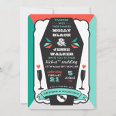 Till Death - Turquoise en Oranje bruiloft Kaart (Achterkant)