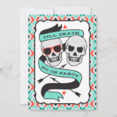 Till Death - Turquoise en Oranje bruiloft Kaart (Voorkant)